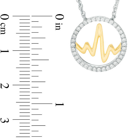 0.23 CT. T.W. Diamond Open Circle Heartbeat Necklace in Sterling Silver with 14K Gold Plate