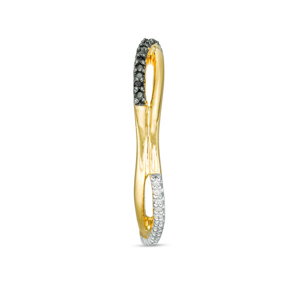 0.115 CT. T.W. Enhanced Black and White Diamond Reversible Crossover Band in 10K Gold