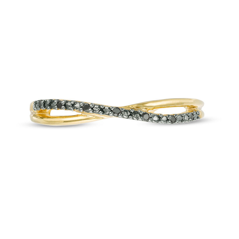 0.115 CT. T.W. Enhanced Black and White Diamond Reversible Crossover Band in 10K Gold|Peoples Jewellers