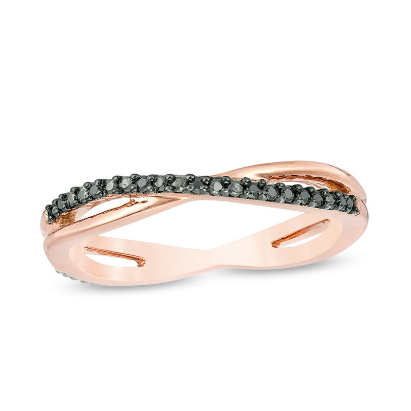 0.115 CT. T.W. Enhanced Black and White Diamond Reversible Crossover Band in 10K Rose Gold|Peoples Jewellers