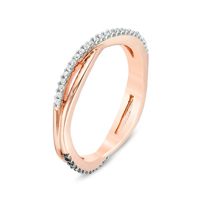 0.115 CT. T.W. Enhanced Black and White Diamond Reversible Crossover Band in 10K Rose Gold