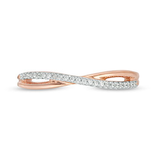 0.115 CT. T.W. Enhanced Black and White Diamond Reversible Crossover Band in 10K Rose Gold