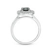 Thumbnail Image 4 of 0.95 CT. T.W. Enhanced Black and White Diamond Double Cushion Frame Ring in 10K White Gold