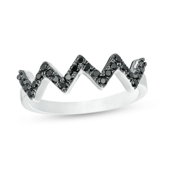 0.29 CT. T.W. Black Diamond Zig-Zag Band in 10K White Gold