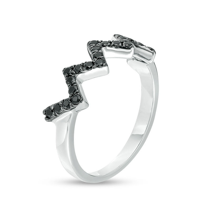 0.29 CT. T.W. Black Diamond Zig-Zag Band in 10K White Gold|Peoples Jewellers