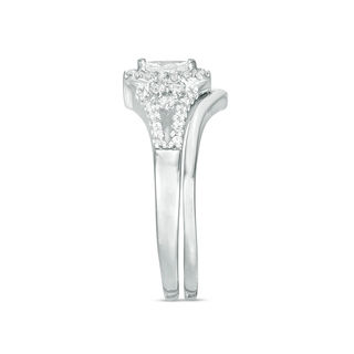 0.37 CT. T.W. Marquise Diamond Frame Tri-Sides Bridal Set in 10K White Gold