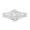 0.37 CT. T.W. Marquise Diamond Frame Tri-Sides Bridal Set in 10K White Gold