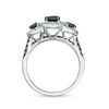 Thumbnail Image 4 of 0.91 CT. T.W. Enhanced Black and White Diamond Frame Three Stone Bridal Set in 10K White Gold