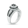 0.69 CT. T.W. Enhanced Black and White Diamond Double Frame Bridal Set in 10K White Gold