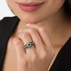 Thumbnail Image 2 of 0.69 CT. T.W. Enhanced Black and White Diamond Double Frame Bridal Set in 10K White Gold