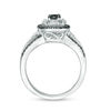 Thumbnail Image 4 of 0.69 CT. T.W. Enhanced Black and White Diamond Double Frame Bridal Set in 10K White Gold