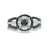 Thumbnail Image 5 of 0.69 CT. T.W. Enhanced Black and White Diamond Double Frame Bridal Set in 10K White Gold