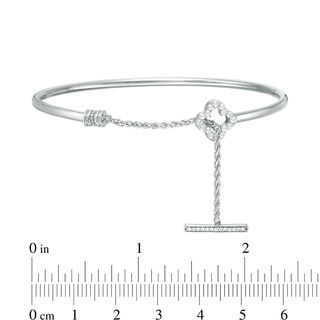 2.5mm Flex Bangle with Lab-Created White Sapphire Clover Toggle Clasp in Sterling Silver