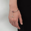 Thumbnail Image 1 of 2.5mm Flex Bangle with Lab-Created Ruby and White Sapphire Heart and Heartbeat Toggle Clasp in Sterling Silver