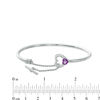 Thumbnail Image 1 of 2.5mm Flex Bangle with 5.0mm Amethyst and White Topaz Double Heart Toggle Clasp in Sterling Silver