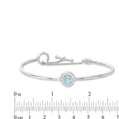 5.0mm Blue and White Topaz Frame Flex Bangle in Sterling Silver