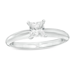 0.30 CT. Certified Princess-Cut Diamond Solitaire Engagement Ring in 14K White Gold (J/I1)