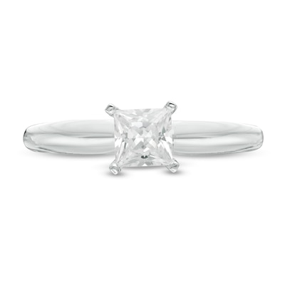 CT. Certified Princess-Cut Diamond Solitaire Engagement Ring in 14K White Gold (J/I1