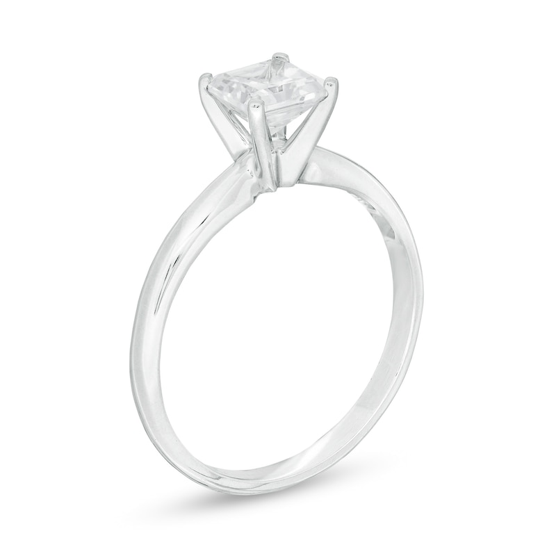 1.00 CT. Certified Princess-Cut Diamond Solitaire Engagement Ring in 14K White Gold (J/I1)