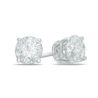 1.20 CT. T.W. Diamond Solitaire Stud Earrings in 14K White Gold