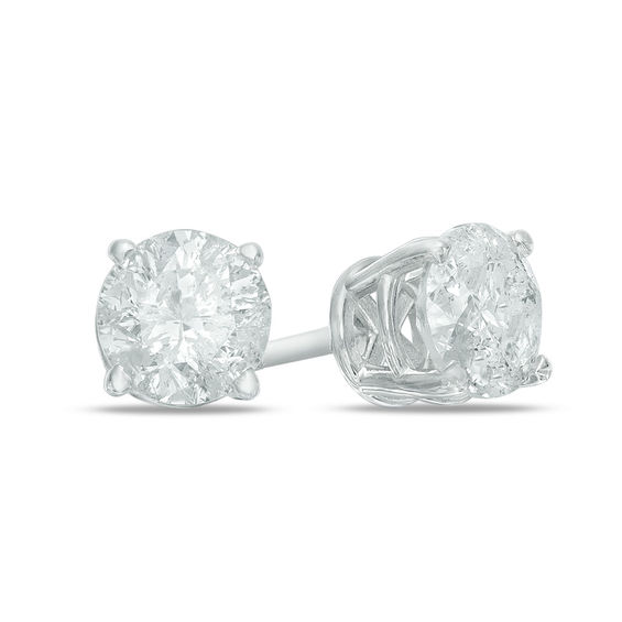 1.20 CT. T.W. Diamond Solitaire Stud Earrings in 14K White Gold