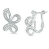 Thumbnail Image 0 of 0.146 CT. T.W. Diamond Swirl Ribbon Vintage-Style Hoop Earrings in Sterling Silver