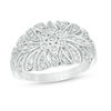 Thumbnail Image 0 of 0.18 CT. T.W. Composite Diamond Leaf Vintage-Style Ring in Sterling Silver - Size 7