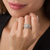 Thumbnail Image 2 of 0.18 CT. T.W. Composite Diamond Leaf Vintage-Style Ring in Sterling Silver - Size 7