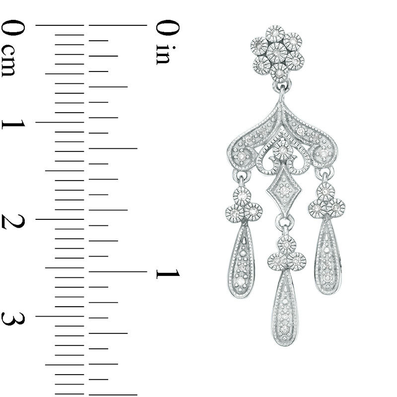 0.18 CT. T.W. Diamond Vintage-Style Chandelier Drop Earrings in Sterling Silver