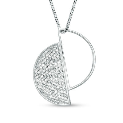 0.18 CT. T.W. Diamond Geometric Circle Pendant in Sterling Silver