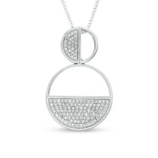 0.18 CT. T.W. Diamond Geometric Double Circle Pendant in Sterling Silver