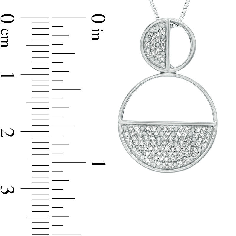 0.18 CT. T.W. Diamond Geometric Double Circle Pendant in Sterling Silver|Peoples Jewellers