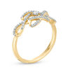 0.18 CT. T.W. Diamond Woven Knot Promise Ring in 10K Gold - Size 7