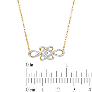 0.18 CT. T.W. Diamond Woven Knot Necklace in 10K Gold - 17"