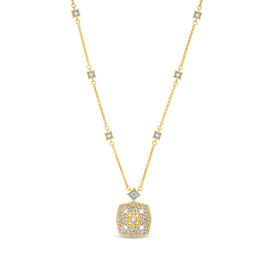 0.18 CT. T.W. Diamond Heart Clover Station Necklace in Sterling Silver with 18K Gold Plate - 20&quot;