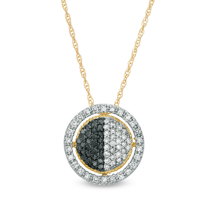 0.23 CT. T.W. Enhanced Black and White Diamond Circle Pendant in 10K Gold|Peoples Jewellers