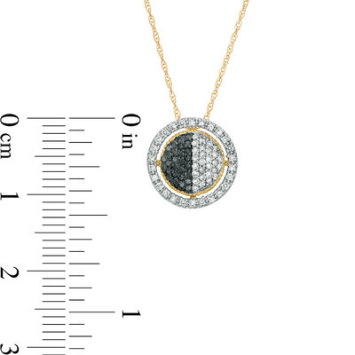 0.23 CT. T.W. Enhanced Black and White Diamond Circle Pendant in 10K Gold