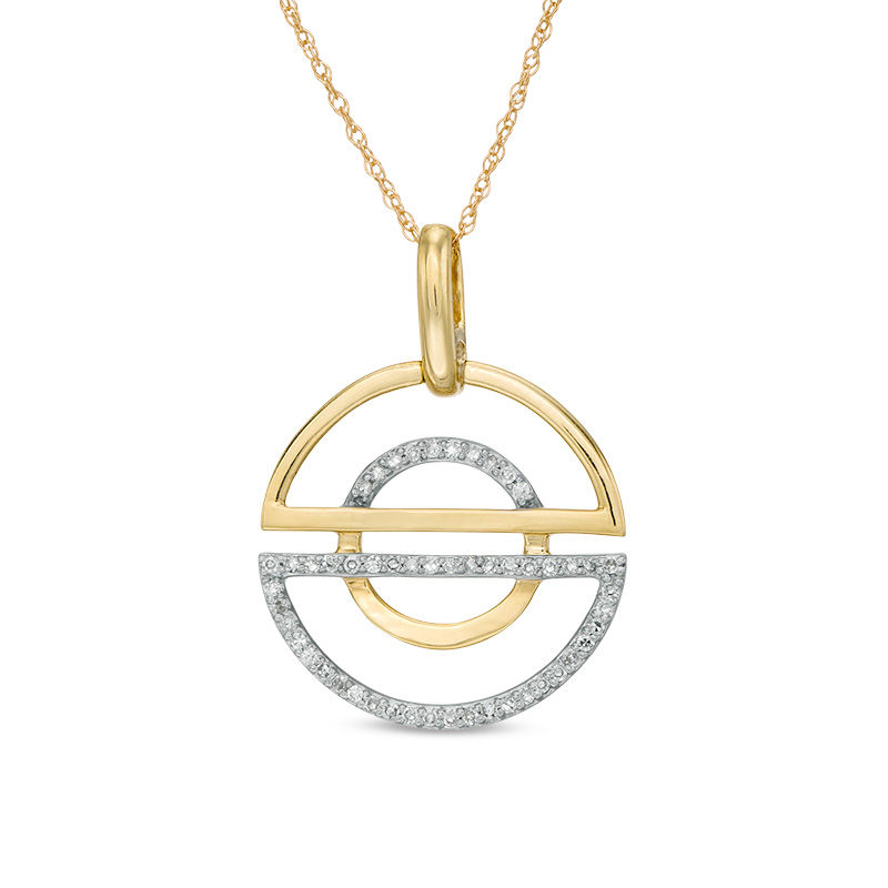 0.088 CT. T.W. Diamond Split Circle Pendant in 10K Gold|Peoples Jewellers