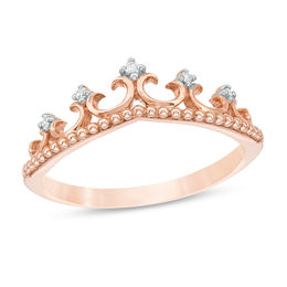 Diamond Accent Beaded Tiara Ring in 14K Rose Gold