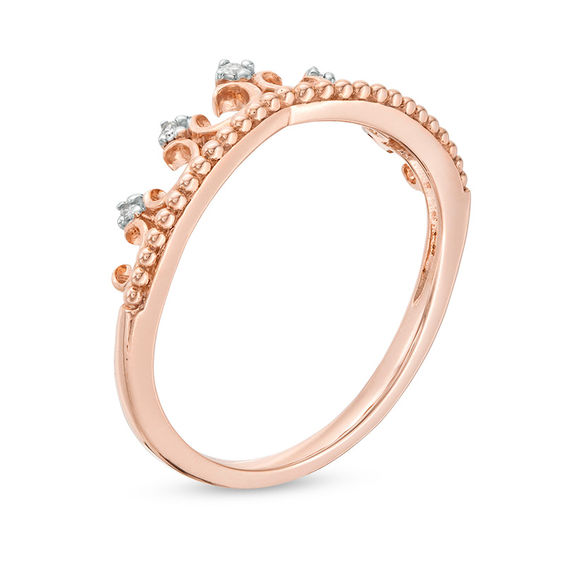 Diamond Accent Beaded Tiara Ring in 14K Rose Gold