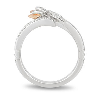 Enchanted Disney Jasmine 0.085 CT. T.W. Diamond Lotus Bypass Wrap Ring in Sterling Silver and 10K Rose Gold