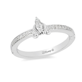 Enchanted Disney Cinderella 0.085 CT. T.W. Diamond Carriage Ring in Sterling Silver