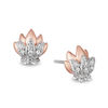 Thumbnail Image 0 of Enchanted Disney Jasmine 0.085 CT. T.W. Diamond Lotus Stud Earrings in Sterling Silver and 10K Rose Gold