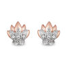 Enchanted Disney Jasmine 0.085 CT. T.W. Diamond Lotus Stud Earrings in Sterling Silver and 10K Rose Gold