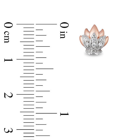 Enchanted Disney Jasmine 0.085 CT. T.W. Diamond Lotus Stud Earrings in Sterling Silver and 10K Rose Gold