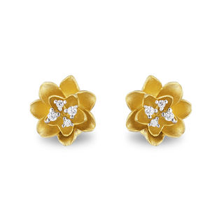 Enchanted Disney Tiana Diamond Accent Water Lily Stud Earrings in 10K Gold