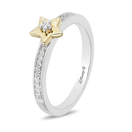 Enchanted Disney Tinker Bell 0.085 CT. T.W. Diamond Star Ring in Sterling Silver and 10K Gold