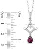 Thumbnail Image 2 of Enchanted Disney Mulan Pear-Shaped Garnet and 0.085 CT. T.W. Diamond Pagoda Pendant in Sterling Silver - 19"