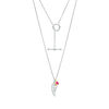 Thumbnail Image 0 of 4.0mm Bezel-Set Lab-Created Ruby Charm and White Sapphire Angel Wing Pendant in Sterling Silver and 10K Gold