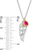 Thumbnail Image 1 of 4.0mm Bezel-Set Lab-Created Ruby Charm and White Sapphire Angel Wing Pendant in Sterling Silver and 10K Gold